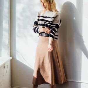 NAADAM Striped Black and Cream Wool Cashmere Sweater size small